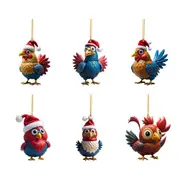 Acrylic Chicken Pendant Car Hanging Christmas Decoration Christmas Tree Hanging Decoration Window Wall Home