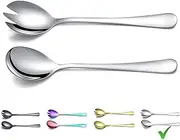 [Berglander] Salad Server Set, Stainless Steel Salad Serving Set, Salad Servers, Salad Spoon, Salad Fork, Pack of 2 (Shiny Silver)