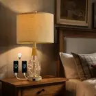 OYEARS 23" USB A+C Table Lamp for Bedroom Living Room Modern Bedside Lamps Re...