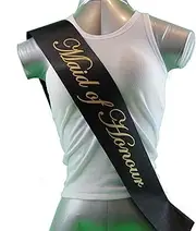 Sashes Hens Sash Party Black/Gold - Maid Of Honour One Size Maid of Honour