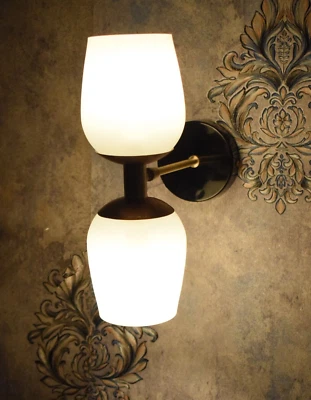 Glass Wall Sconce Light Modern Brass Light Mid Century Italian Wall Sconce Pair