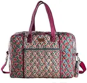 [Maison d' Hermine] Weekender Bags for Women Cotton Quilted Duffel Overnight Luggage Weekend Bag for Men Gym Sports Gifts Travel Business Travellers Family Trip (Bamako)
