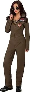 Smiffys 50935S Officially Licensed Top Gun Ladies Costume, Women, Khaki, S - UK Size 08-10