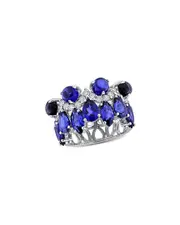 Created Forever 14K 9.24 ct. tw. Lab-Grown Diamond & Lab-Grown Blue Sapphire Statement Ring