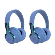 2pcs Wireless Bluetooth Headphones Over Ear Foldable Stereo Noise Cancelling Earphone for Travel Home Office -Blue