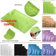 100 Flat Aluminum Foil Zip Lock Mylar Bag Resealable Zipper Clip Repacking Pouch