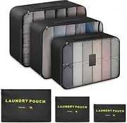 [KIMPAJIEN] Packing Cubes, 6PCS Various Sizes Lightweight Travel Luggage Organizers, Large Medium Small Slim Packing Cube, Mesh Luggage Suitcase Organizer Bags, Travel Suitcase Accessories. (Black)
