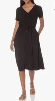 Amazon Essentials XL Black Dress Tie Short Sleeve Classic Fit V Neck Button