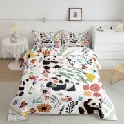 Panda Comforter Set Mushroom Floral Twin Bedding Sets for Boys,Cartoon Bear