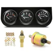 52mm Triple Gauge Set Volt MeterWater TempOil Pressure Meter 3 in1 Auto Gauge 3