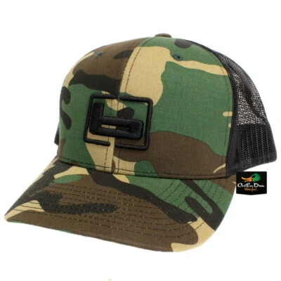 NEW BANDED RICHARDSON 112 TRUCKER CAP MESH BACK HAT CAMO AND BLACK W/ "b" LOGO
