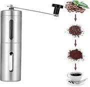 Manual Coffee Grinder with Adjustable Settings, Stainless Steel Hand Coffee Machine, Portable Coffee Kibbler for Aeropress, Drip Coffee, Espresso, French Press, Turkish Brew (Silver)