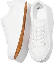 [Witwatia] Women's Casual Canvas Shoes Low Top Play Fashion Sneakers Ladies Canvas Tennis Shoes Lace-Up Comfortable White Canvas Shoes for Girls