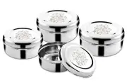 Stainless Steel Storage Bowl Container Set 4-Pieces Silver
