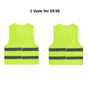 2 Neon Security Safety Vest w/ High Visibility Reflective Stripes Yellow
