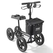 Folding Knee Scooter, Aluminum Steerable Knee Walker with Height-Adjustable Handlebar & Knee Pad, 12" All-Terrain Wheels, Dual Brakes, Leg Recovery Scooter for Broken Ankle Foot Injuries,