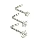 1.5mm - 3mm 20g Tiny CZ Gem Nose Stud L Shape Bar Bone Ring Screw Claw Piercing
