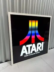 ATARI VIDEO GAME SIGN LIGHT UP FLAT HANGING SIGN LIGHT LED 600 X 600 FREE POST