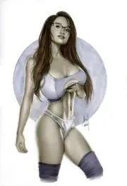 11,7 x 16,5" ELIZABETH ANNE GYM CLASS BW#914 ORIGINAL PINUP by ALEX MIRANDA