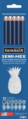 General Pencil Semi-Hex Graphite Drawing Pencils 12/Pkg49712A