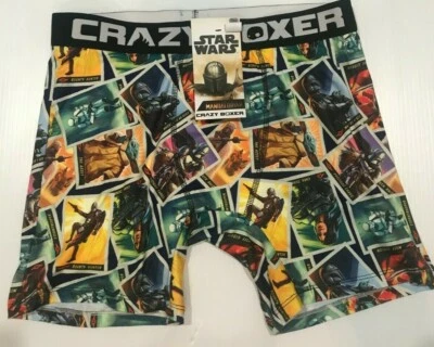 CRAZY BOXER Underwear Boxer Briefs Star Wars Mandalorian Trading Cards M