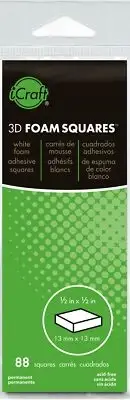 3D Foam Squares White .5" 88/Pkg