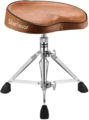 Throne Padded Drum Seat Chair Stool Adjustable Double Braced Rotatable Brown