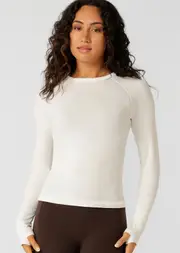 [Lorna Jane] Tempo Seamless Long Sleeve Top in Neutrals, Size - Small S Porcelain