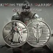 Knights Templar Challenge Coin Christian Red Cross Coin Standing Templar Warrior