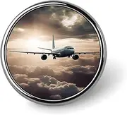 [FZMVSQH] Airplane Flying in The Air Printed Round Button Pin Badges Metal Pinback Buttons 1 Inch Pins for Hat Shirt Clothing Bags Decoration, Circular, Aluminum, Circular, Aluminum