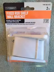 2-Everbilt Fixed Rod Shelf Wall Brackets 2Count White 1005862679