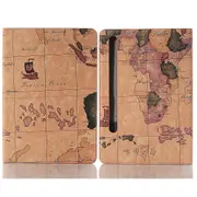 For Samsung Galaxy Tab S9+ Map Pattern Case Pu Leather Stand Wallet Protective Tablet Cover