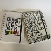 2 Black Lives Matter, 6x8” Notebooks 100 Pages, Abstract patterns White & Black