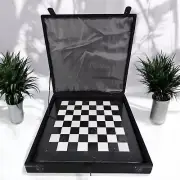 12" Marble Chess Board w/ gift storage box, Black & White handmade chess board