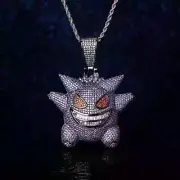 Anime Purple Gengar Figures Funny Necklace Pendant Cartoon Dolls Jewelry