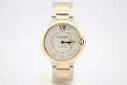 CARTIER BALLON BLEU TWO TONE 18k ROSE GOLD 36MM DIAMOND DIAL WATCH W3BB0007