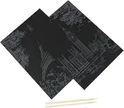 JOINPAYA 2pcs Colorful Scratch Paper Crafts for Creative DIY Black with Scraping Stick Birthday Present for Artistic Postcard Design for Family Fun