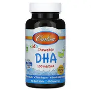 Carlson, Kid's Chewable DHA, Bursting Orange, 100 mg, 60 Soft Gels