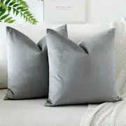 Pack of 2 Velvet Soft Decorative Throw Pillow 18" x 18" (Pack of 2) Grey