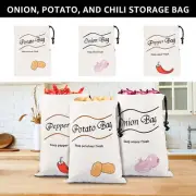 2/3Pcs Drawstring Closure Pepper Storage Bag Canvas Potato Onion Storage Bag