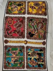 Rare estate Aboriginal African Nigerian art Australia Hand Towel Art Vintage Vtg