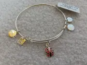 Alex & Ani Silvertone Red Enamel Ladybug Dangle Charm Bracelet NWT