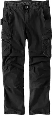 Carhartt Relaxed Fit Straight Steel Rugged Flex Ripstop Double-Front Cargo Pants, black, Size 32 38 for Men