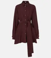 [Loewe] Loewe Belted silk blouse UK 16 burgundy
