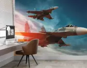 3D Fighter plane Sky Airplane Wallpaper Wall Murals Removable Wallpaper