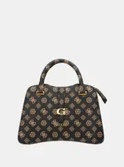 GUESS Women's Brown Logo Kuba Small Satchel Bag