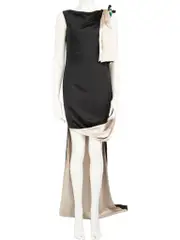 Black Silk Draped Detail Dress