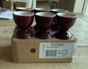 Le Creuset Stoneware Set of 6 Footed Egg Cups Rhone NEW NIB