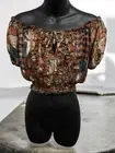 NWT ishka Cropped top, Satin ,elastic Band Around Waist /arms,tie Front Small