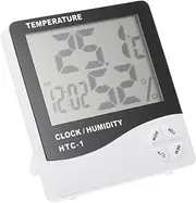 ZUNOXAZ 1Pc Indoor Clock with LCD Display Alarm Clock for Temperature and Humidity Monitoring Home Battery Not Included